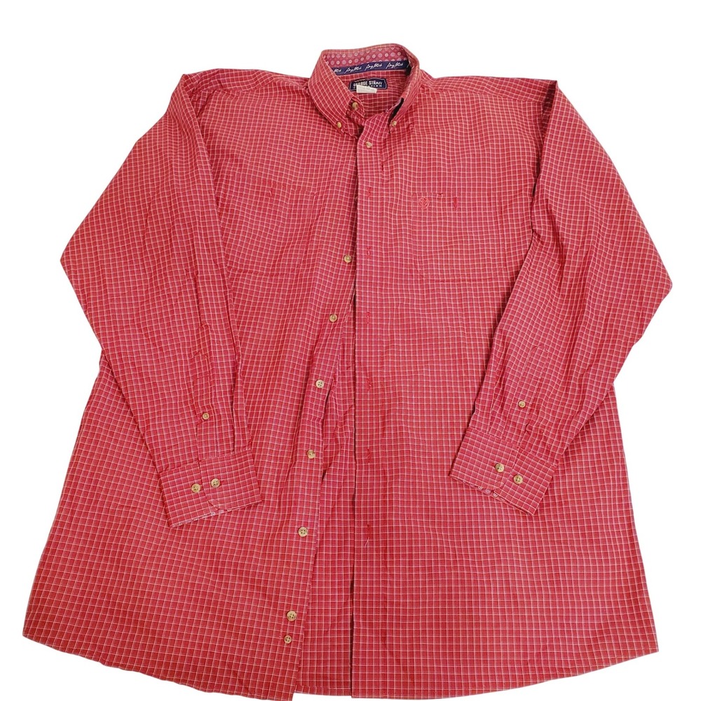 Wrangler George Strait Red Plaid Western Button Down Shirt Mens 2XLT MGSR677